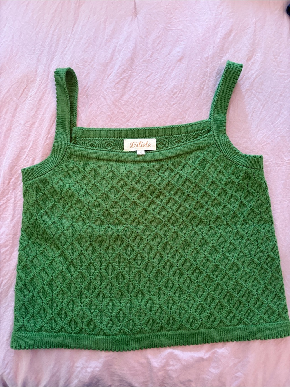 Listicle Green Knit Tank Top